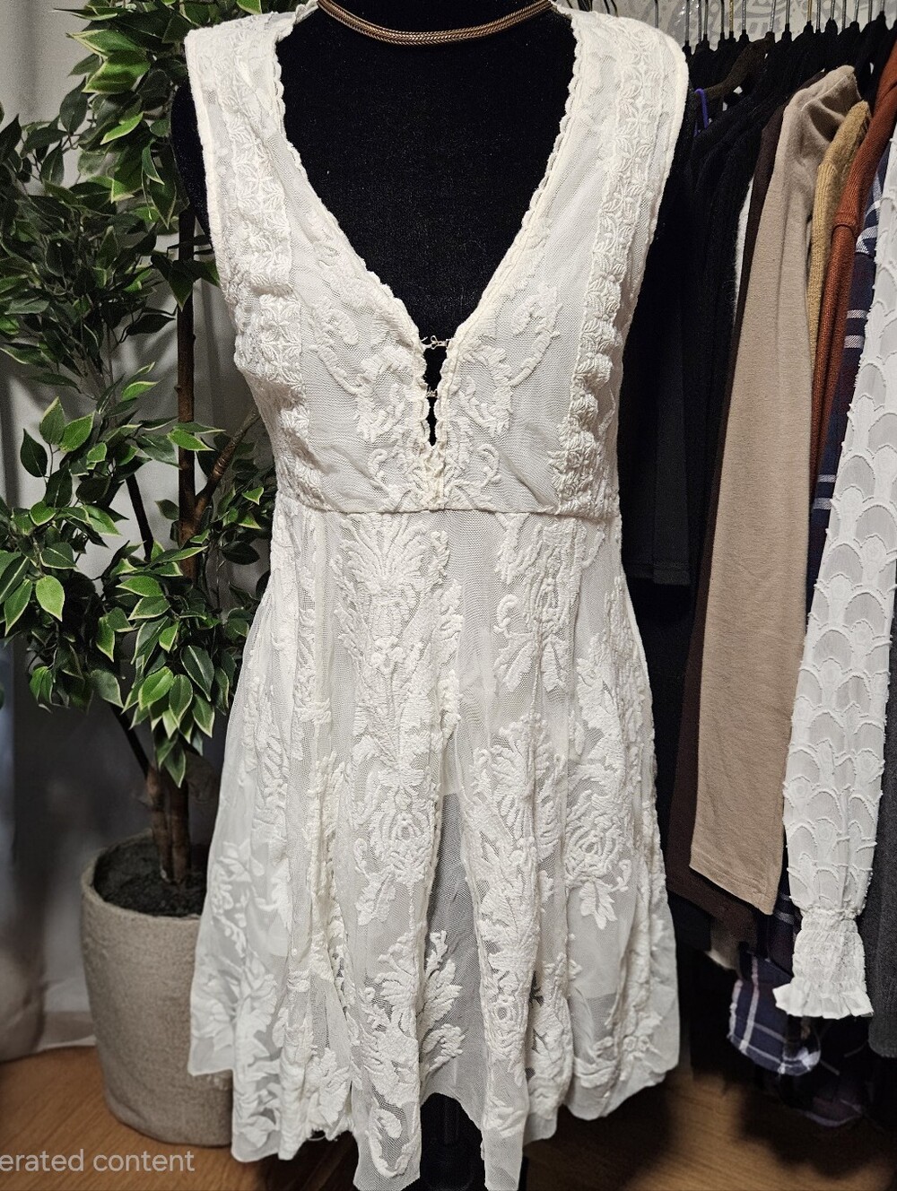 Free People White Lace Mini Dress - Picture 3 of 4